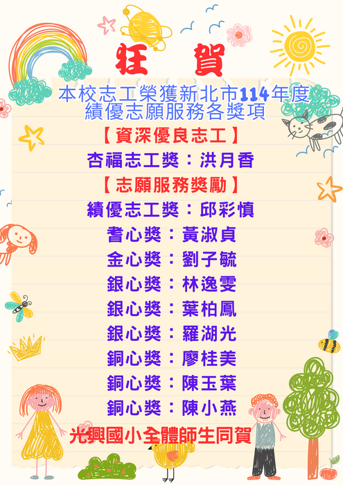 🎉 114 年度 績優志工得獎公告 🎉(另開新視窗/png檔)圖片